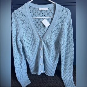 NWT Kokun Woven Cardigan Cotton in Azul (light blue) size Small